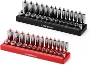 2PCS Socket Tray Set, Black & Red, 1/4"Dr. Deep and Shallow Socket Holders, Hold