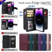 Wallet Leather Case 10 Cards Cover For iPhone 16 16e 15 14 Plus 13 12 11 Pro Max