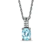 Cushion-Cut Aquamarine and White Topaz Pendant in Sterling Silver