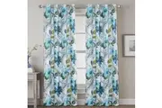 2x Blockout Blue Paisley Floral Curtains Pair Eyelet Blackout Curtain Draperies for Living, Multi Color and Size