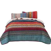 Soft Bohemian Bedspread Set Coverlet Q/K Size Bedding Pillowcases Pattern Two