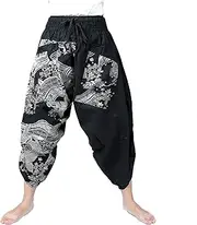[Kurop] Saruel Pants Carp Pattern Japanese Pattern Wide Pants Thai Pants Aladdin Pants Dancewear Yoga Gaucho Men's Women's