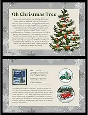 Christmas Greetings Coins and Stamp | Genuine JFK Half Dollar Colorized Holiday Coin | Mint State US Postage Stamp | Certificate of Authenticity