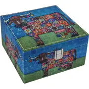 LVD Jazzy Cow Linen 16cm Jewellery Box Accessory Decorative Storage Square