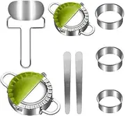 8 PCS Dumplings Maker, Stainless Steel Dumpling Mold and Dough Ravioli Skin Press CutterStuffing Spoon Press Pie Mold Chinese Dumpling Pierogi Cutter Wrappers Pastry Making Tools