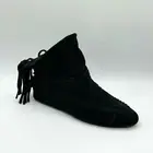 $995 Saint Laurent Women's Black Suede Fringe Ankle Boots 529286 1000
