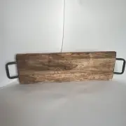 Godinger Wood Serving Tray Charcuterie Platter Cheese Board 27” W/ Metal Handles