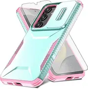 [Asuwish] Phone Case for Samsung Galaxy S24 Plus/S25 Plus S24+ S25+ 5G with Screen Protector and Slide Camera Cover Rugged Hybrid Shockproof Cel S24Plus 24S + S 24 24+ S25Plus 25S 25+ Men Mint Green