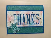 Stampin Up - Sea Turtle Thank You Card with envelope (Alphabet a la Mode)