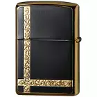 Zippo Lighter Arabesque Line Gold Insert Black Combination 2 Sided Etching New