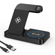 3 in 1 Fast Wireless Charger Station for iPhone Apple Watch AirPods Black