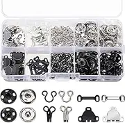 100 Pairs 3 Styles Skirt Sewing Hooks and Eyes, Sewing Snaps Kit Hook and Eye Closures Metal Snaps Buttons Fasteners Press Studs for Trousers Skirt Dress Bra Sewing DIY Crafting, 2 Colors