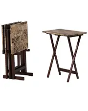 Linon Faux Marble Tray Table