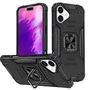 MCC Shockproof iPhone 16+ Plus Heavy Duty Case Cover Apple Ring Holder [Black]