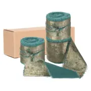 3pcs Chiffon Ribbon, 1 1/2"x5 Yard Silk Ribbon, Deep Green Glitter Fabric Ribbon