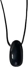 Tumbled Pendant, Black Cord, Black Agate