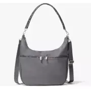 BAGGALLINI Bowery AntiTheft RFID protection nylon hobo crossbody -Smoke Gray