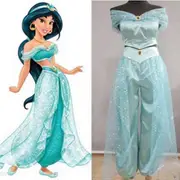 Aladdin Jasmine Princess Costume Fancy Dress Up Carnivals Halloween Party Outfits G Green L