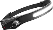 Fay Bless Rechargeable Headlamp - 【AU Stock】 350 Lumens Bright LED Flashlight for Camping, Running, Hiking - Lightweight 95g, 230° Wide Beam Illumination (1 Pack Black)
