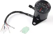 Motorcycle Odometer, KM/H Motorcycle Speedometer, LED Dual Indicator Odometer Tachometer Suitable for Most Motorcycles(Black)