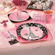 Perfectly Paris Tableware Kit For 8 Guests, Party Supplies, 57 Pieces