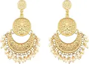 Touchstone Indian Bollywood Gypsy Tribal Boho Crescent Designer Jewelry Chandelier Earrings In Gold or Silver or Antique Tone For Women.