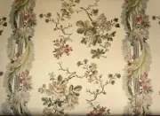 18.5 Yards Vintage Ralph Lauren Espalier Floral Linen Wallcovering In Parchment