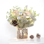 12 Inch Mini Christmas Tree with Warm-White LED Lights, Artificial Small Xmas Tr
