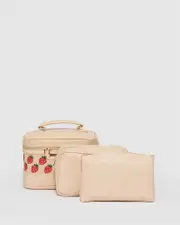 Embroidered Natural Cosmetic Case