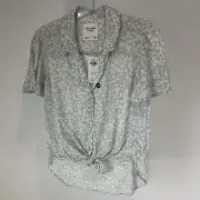 Abercrombie & Fitch Womens Floral Button Tie Front Top XS Multicolor NWT
