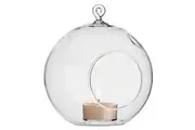 24 Bulk Buy of Hanging Clear Glass Ball Tealight Candle Holder - 10cm Diameter / High - Wedding Globe Decoration Terrarium Succulent Plant Mini Garden Holder Decor Craft Gift