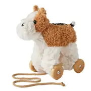 Jiggle & Giggle Dog Plush Animal Pull Along Baby/Toddler Toy White/Brown 12m+