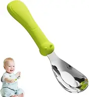 Stainless Steel Baby Spoon, Stainless Steel Baby Food Spoon with Silicone Handle, Safety Baby Spoon, Stainless Steel Baby LED Weaning Accessories, Food Utensils
