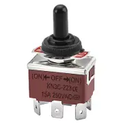 Metal Toggle Switch DPDT Momentary KN3C-223, 3 Position (On)/Off/(On) 250VAC 15A