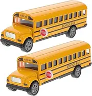 BRIGHTFUFU Small School Bus Toys for Boys and Girls 1-3 Years Pull Back Bus Plaything Metal Creative Toys for Boys Girls Random Style