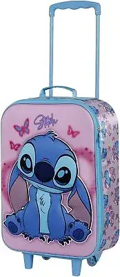 Lilo and Stitch Adorable-Soft 3D Trolley Suitcase, Pink, 17 x 33 x 52 cm, Capaci