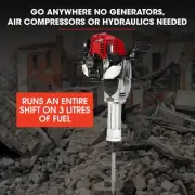 4-Stroke Petrol Jackhammer with 2 Chisels and Carry Bag, 40cc Engine, 65J Impact