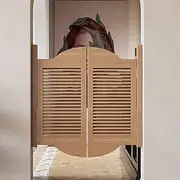 Solid Wood Folding Louvre Cafe Door with Stainless Steel Hinges Retro Louvered Saloon Swing Partition Door for Home Decoration