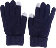 [Healeved] Solid Touch Screen Gloves for Men Women Warm Winter Stretch Knit Mittens Full Finger Outdoor Sports Gloves for Cycling Climbing Hiking More Blue