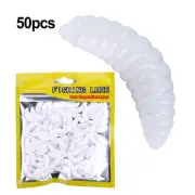 Silicone Artificial Bait Lifelike Worm Maggot Grub Soft Bait Pack of 50