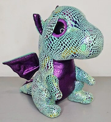 NWT 12" Ty Beanie Boo's Stuffed Cinder the Green and Purple Dragon Plush