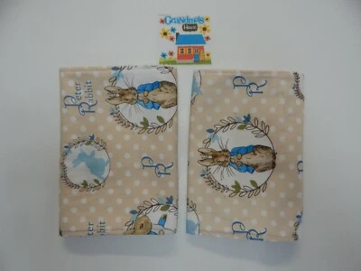 Peter Rabbit Burp Cloths Blue 2 Pack Toweling Backed