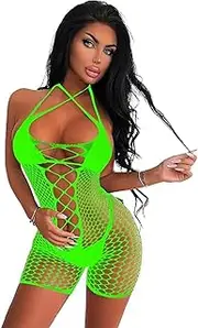 [Generic] Sexy Women's Fishnet Bodysuit Sparkle Rhinestone High Elasticity Nightwear One Size Fits All