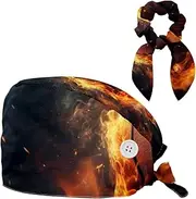 [YTYVAGT] Scrub Caps Women,Scrub Hats Suitable for Women,Flame and Retro Basketball