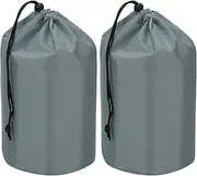 uxcell Stuff Sack, 2 Pcs 5 x 10 Inch Waterproof Outdoor Storage Sack Portable Drawstring Dust Flap Bag Lightweight Sleeping Bag for Camping Hiking Travel, Light Grey