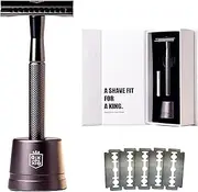 Groomers Guild: The Excalibur Premium Double-Edge Safety Razor for Men, with 5 Platinum Coated Double Edge Safety Razor Blades and Razor Stand - Perfect Shave