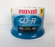 New Maxell CD-R 50-Pack 48x 700MB 80 Minutes Recordable Compact Discs