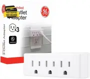 3-Outlet Extender Wall Tap, Grounded Adapter Plug, Indoor Rated, 3-Prong, Perfec