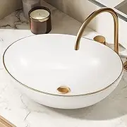Luxsuite Bathroom Basin Bathroom Sink Vessel Wash Basin Washing Vanity Bowl Above Counter Hand Toilet Bath Countertop Oval Ceramic Basin White