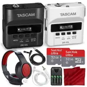 Tascam DR-10L+DR10LW Digital Audio Rec w/Lavalier Mics + 2x Headphones - Bundle